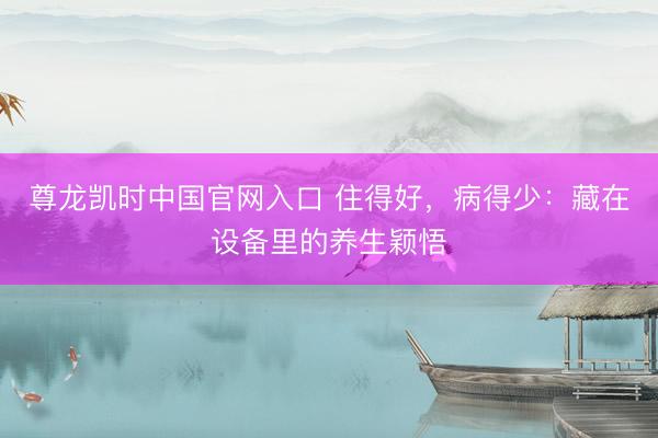 尊龙凯时中国官网入口 住得好，病得少：藏在设备里的养生颖悟