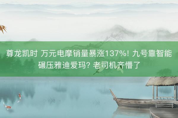 尊龙凯时 万元电摩销量暴涨137%! 九号靠智能碾压雅迪爱玛? 老司机齐懵了