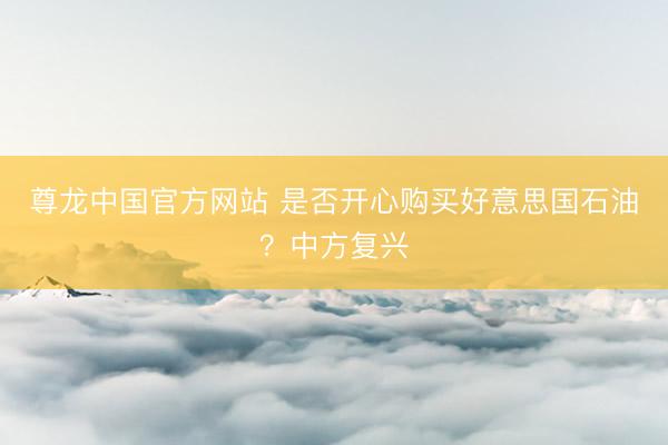 尊龙中国官方网站 是否开心购买好意思国石油？中方复兴