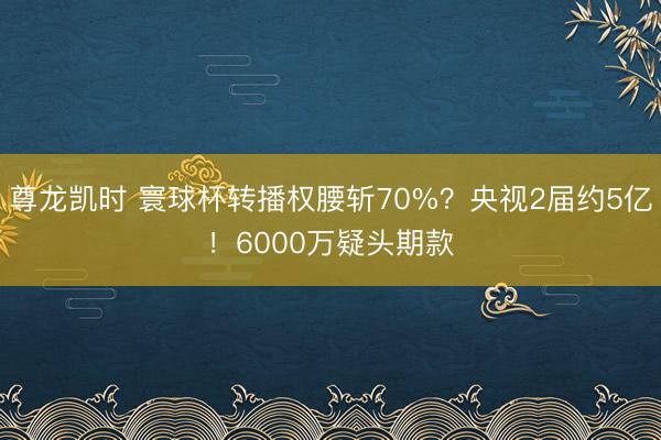 尊龙凯时 寰球杯转播权腰斩70%？央视2届约5亿！6000万疑头期款