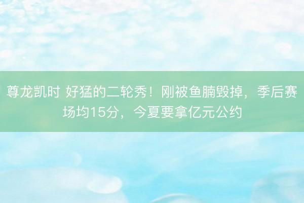 尊龙凯时 好猛的二轮秀！刚被鱼腩毁掉，季后赛场均15分，今夏要拿亿元公约