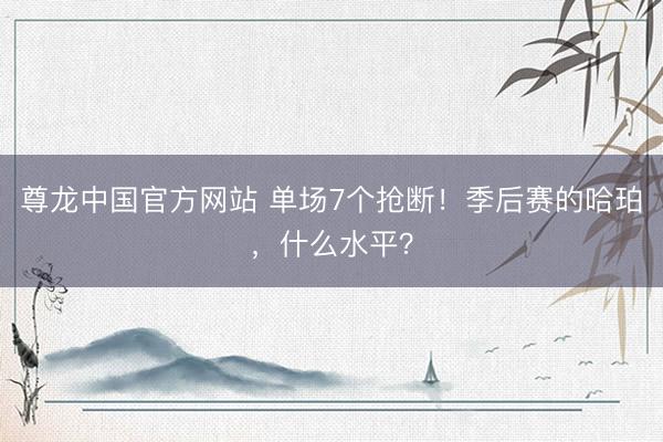 尊龙中国官方网站 单场7个抢断！季后赛的哈珀，什么水平？