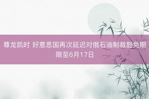 尊龙凯时 好意思国再次延迟对俄石油制裁豁免期限至6月17日