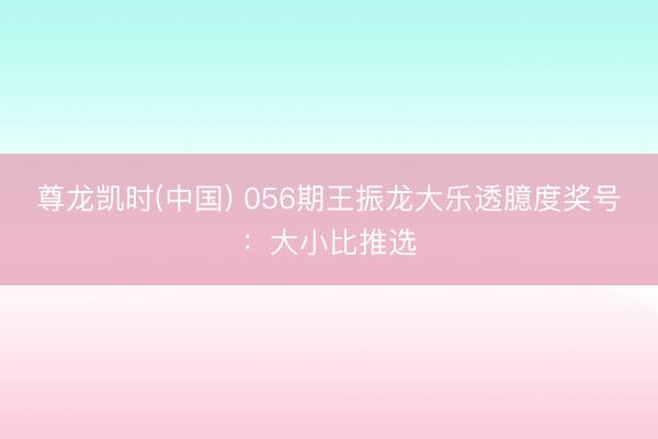 尊龙凯时(中国) 056期王振龙大乐透臆度奖号：大小比推选