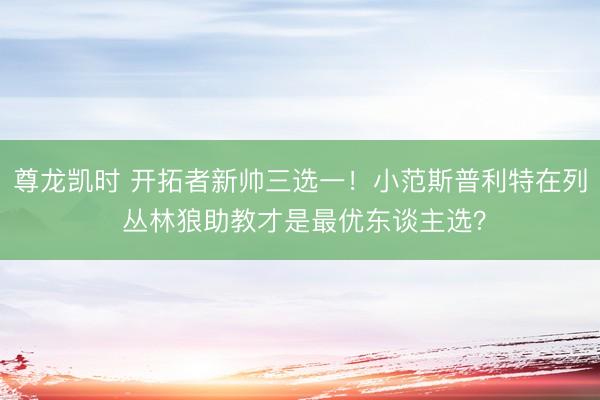 尊龙凯时 开拓者新帅三选一！小范斯普利特在列 丛林狼助教才是最优东谈主选？
