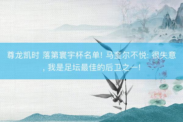 尊龙凯时 落第寰宇杯名单! 马奎尔不悦: 很失意， 我是足坛最佳的后卫之一!