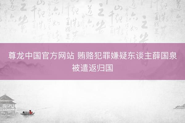 尊龙中国官方网站 贿赂犯罪嫌疑东谈主薛国泉被遣返归国