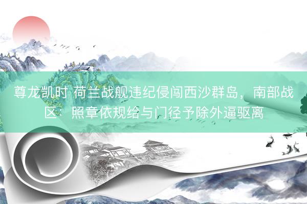 尊龙凯时 荷兰战舰违纪侵闯西沙群岛，南部战区：照章依规给与门径予除外逼驱离