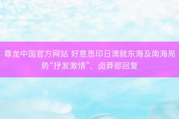 尊龙中国官方网站 好意思印日澳就东海及南海局势“抒发激情”,卤莽部回复