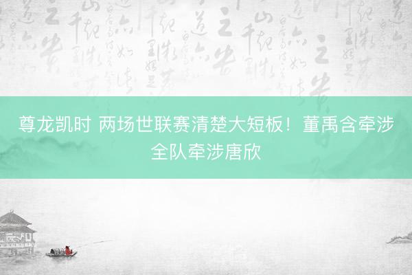 尊龙凯时 两场世联赛清楚大短板！董禹含牵涉全队牵涉唐欣