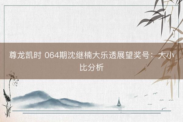 尊龙凯时 064期沈继楠大乐透展望奖号：大小比分析