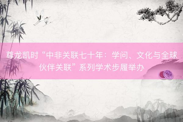 尊龙凯时 “中非关联七十年：学问、文化与全球伙伴关联” 系列学术步履举办