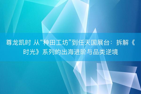 尊龙凯时 从“种田工坊”到任天国展台：拆解《时光》系列的出海进阶与品类逆境