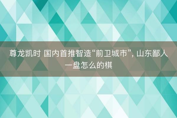 尊龙凯时 国内首推智造“前卫城市”, 山东鄙人一盘怎么的棋