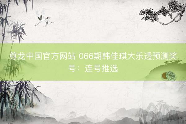 尊龙中国官方网站 066期韩佳琪大乐透预测奖号：连号推选
